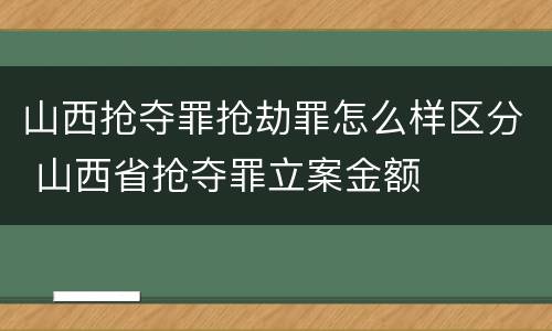 山西抢夺罪抢劫罪怎么样区分 山西省抢夺罪立案金额