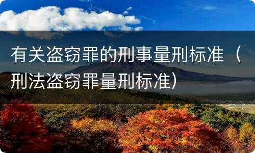 有关盗窃罪的刑事量刑标准（刑法盗窃罪量刑标准）