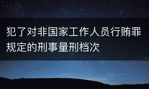 犯了对非国家工作人员行贿罪规定的刑事量刑档次