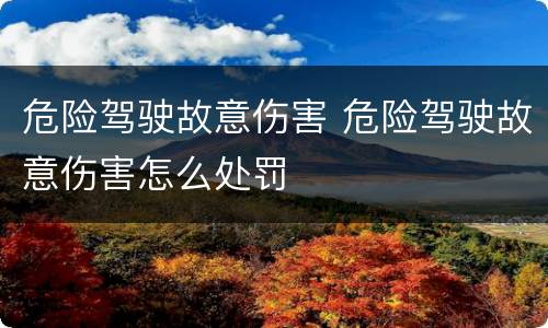 危险驾驶故意伤害 危险驾驶故意伤害怎么处罚