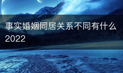 事实婚姻同居关系不同有什么2022