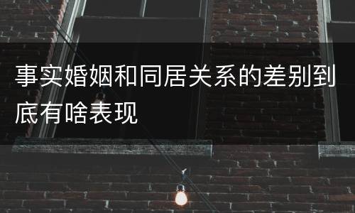 事实婚姻和同居关系的差别到底有啥表现