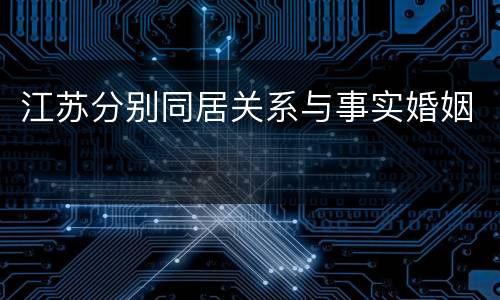 江苏分别同居关系与事实婚姻