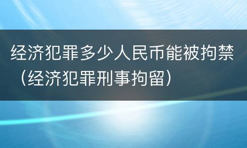 经济犯罪多少人民币能被拘禁（经济犯罪刑事拘留）