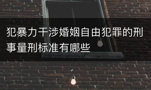 犯暴力干涉婚姻自由犯罪的刑事量刑标准有哪些