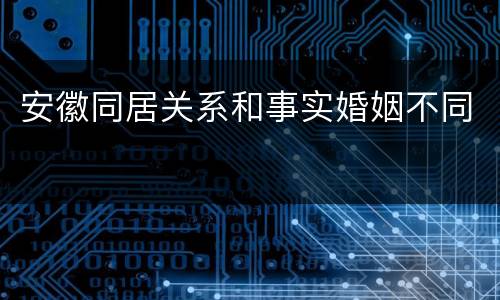 安徽同居关系和事实婚姻不同