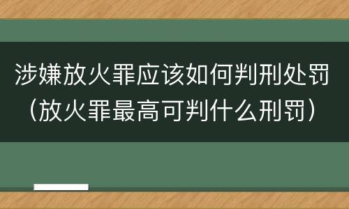 涉嫌放火罪应该如何判刑处罚（放火罪最高可判什么刑罚）