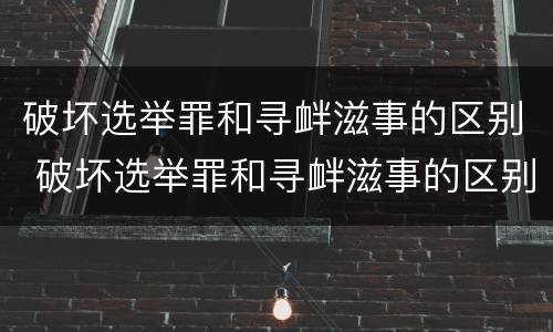 破坏选举罪和寻衅滋事的区别 破坏选举罪和寻衅滋事的区别是什么