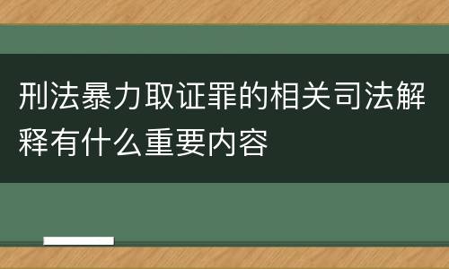 刑法暴力取证罪的相关司法解释有什么重要内容