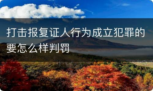 打击报复证人行为成立犯罪的要怎么样判罚