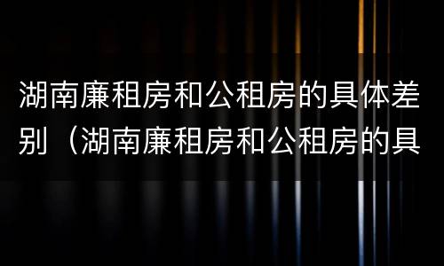 湖南廉租房和公租房的具体差别（湖南廉租房和公租房的具体差别是什么）