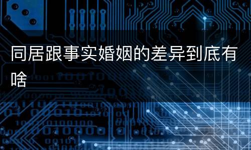 同居跟事实婚姻的差异到底有啥