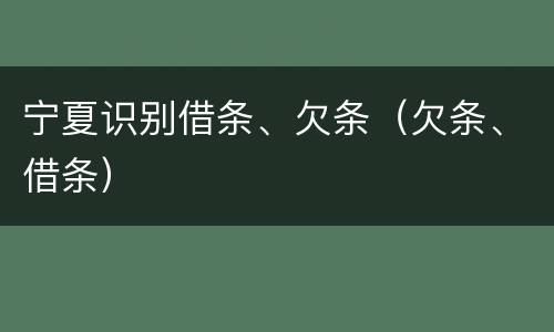 宁夏识别借条、欠条（欠条、借条）
