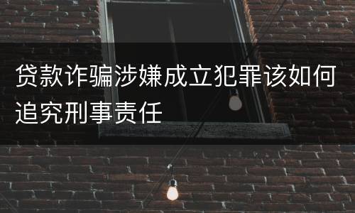 贷款诈骗涉嫌成立犯罪该如何追究刑事责任