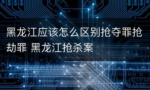 黑龙江应该怎么区别抢夺罪抢劫罪 黑龙江抢杀案