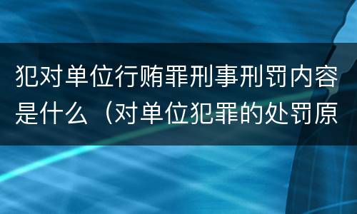 犯对单位行贿罪刑事刑罚内容是什么（对单位犯罪的处罚原则）