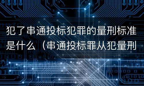 犯了串通投标犯罪的量刑标准是什么（串通投标罪从犯量刑）