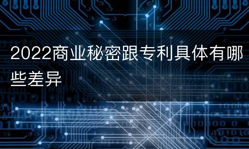 2022商业秘密跟专利具体有哪些差异