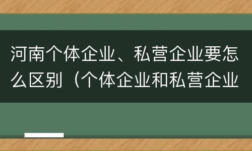 河南个体企业、私营企业要怎么区别（个体企业和私营企业）