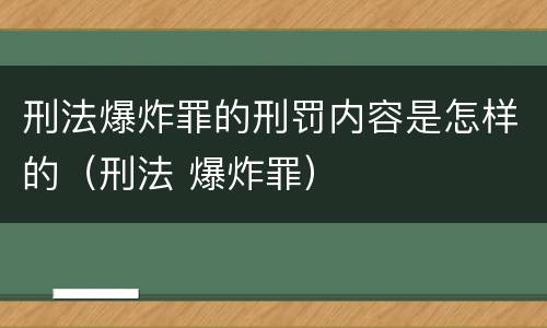 刑法爆炸罪的刑罚内容是怎样的（刑法 爆炸罪）