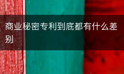 商业秘密专利到底都有什么差别
