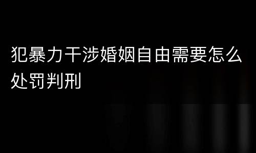犯暴力干涉婚姻自由需要怎么处罚判刑