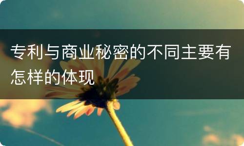 专利与商业秘密的不同主要有怎样的体现