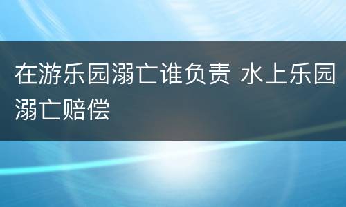 在游乐园溺亡谁负责 水上乐园溺亡赔偿