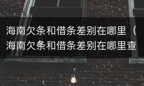 海南欠条和借条差别在哪里（海南欠条和借条差别在哪里查）