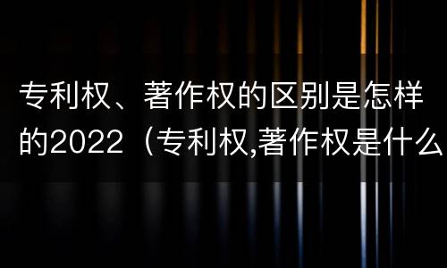 专利权、著作权的区别是怎样的2022（专利权,著作权是什么）