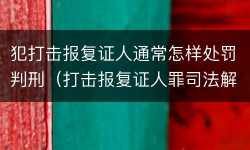 犯打击报复证人通常怎样处罚判刑（打击报复证人罪司法解释）