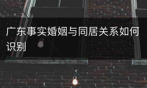 广东事实婚姻与同居关系如何识别