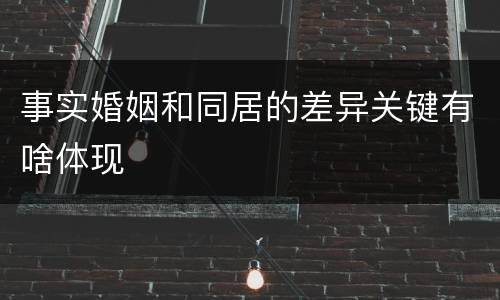 事实婚姻和同居的差异关键有啥体现