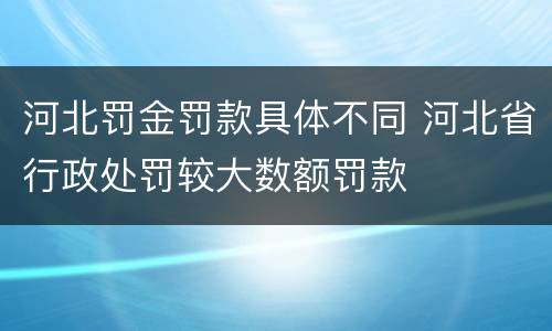 河北罚金罚款具体不同 河北省行政处罚较大数额罚款