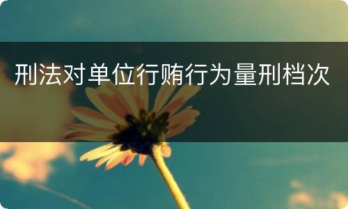 刑法对单位行贿行为量刑档次