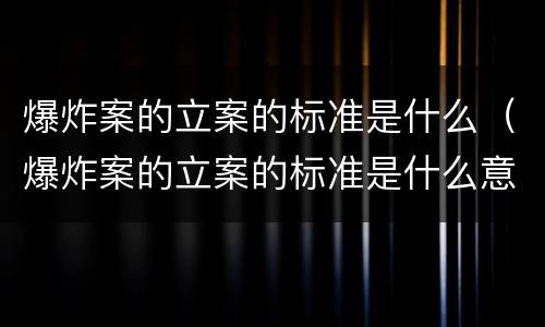 爆炸案的立案的标准是什么（爆炸案的立案的标准是什么意思）