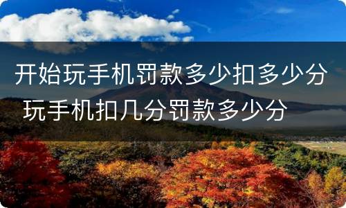 开始玩手机罚款多少扣多少分 玩手机扣几分罚款多少分