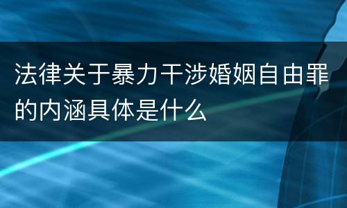 法律关于暴力干涉婚姻自由罪的内涵具体是什么