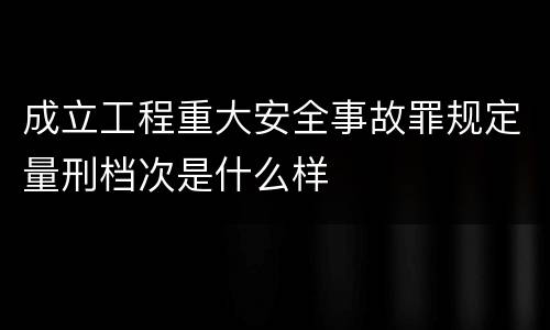 成立工程重大安全事故罪规定量刑档次是什么样
