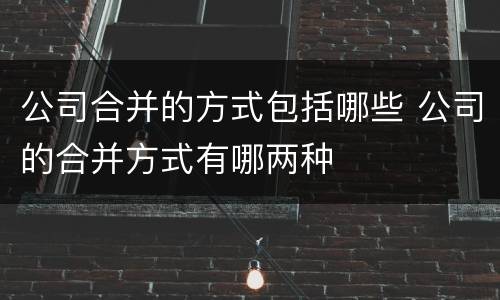 公司合并的方式包括哪些 公司的合并方式有哪两种