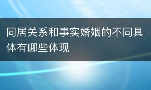 同居关系和事实婚姻的不同具体有哪些体现