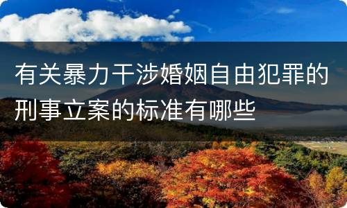 有关暴力干涉婚姻自由犯罪的刑事立案的标准有哪些