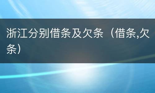 浙江分别借条及欠条(借条,欠条)