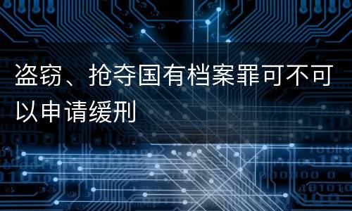 盗窃、抢夺国有档案罪可不可以申请缓刑