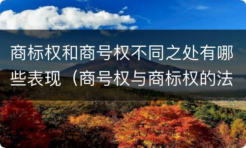 商标权和商号权不同之处有哪些表现（商号权与商标权的法律冲突与解决）