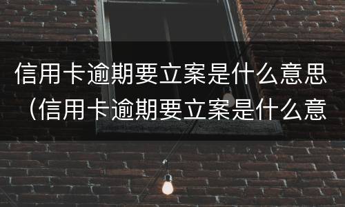 信用卡逾期要立案是什么意思（信用卡逾期要立案是什么意思呢）