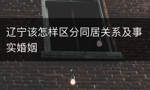 辽宁该怎样区分同居关系及事实婚姻
