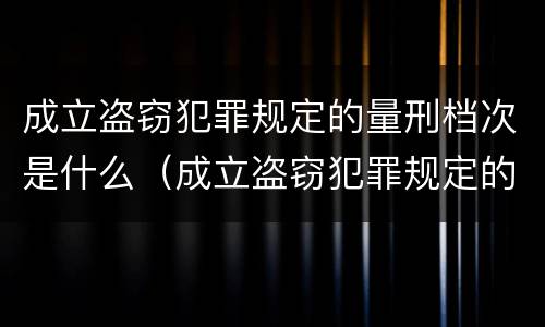 成立盗窃犯罪规定的量刑档次是什么（成立盗窃犯罪规定的量刑档次是什么标准）