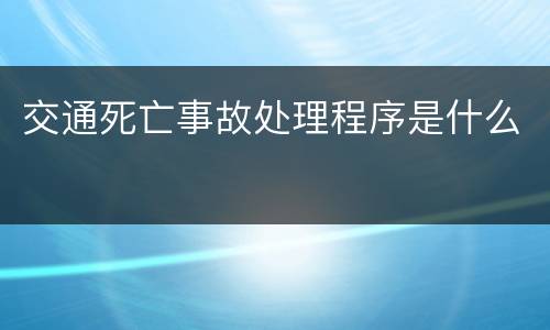 交通死亡事故处理程序是什么