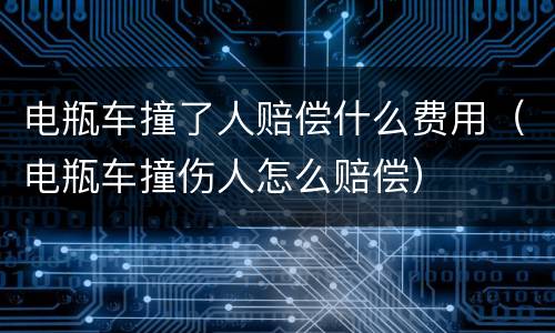 电瓶车撞了人赔偿什么费用（电瓶车撞伤人怎么赔偿）